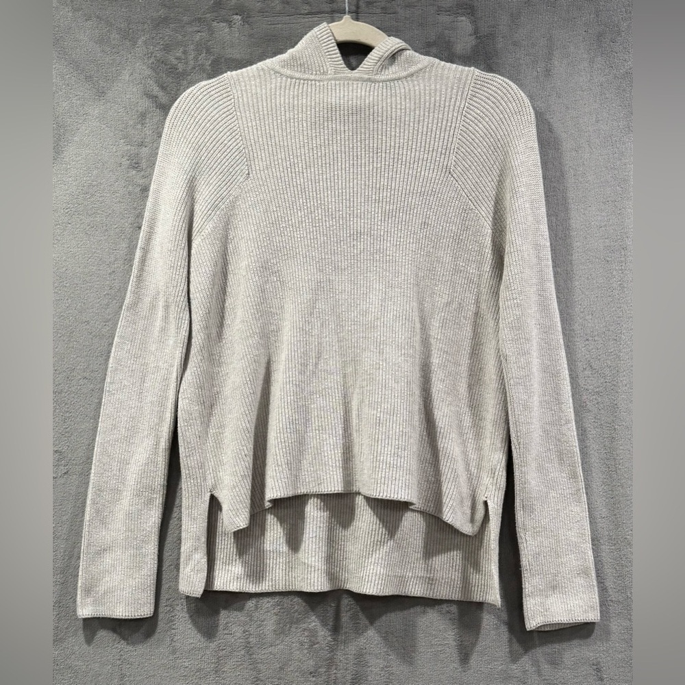 Athleta Sweater Womens XXS Gray Rest Day Hoodie Pima Silk Ribbed Minimal Luxe